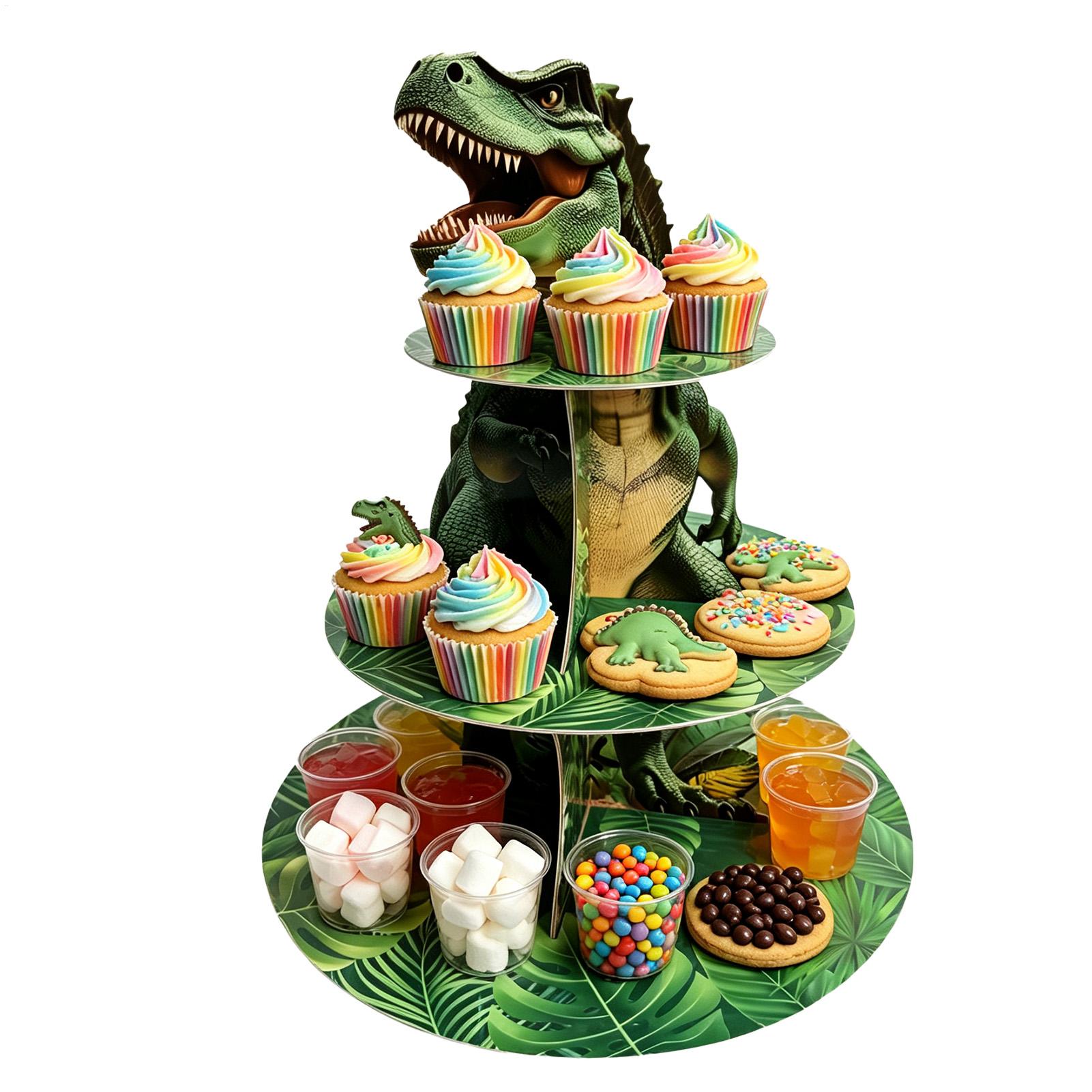 Cupcake Stand Tier - 3 Katlı Dinozor Şeklinde Kek Standı,