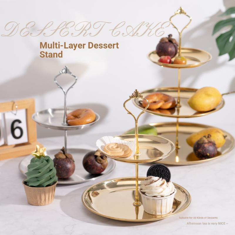 Cupcake Stand Tier - Altın Gümüş 2/3 Katlı Pasta Standı