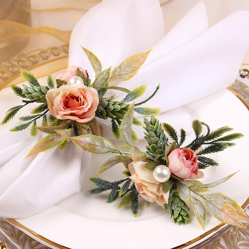 Party Event Supplier - Peçete Halkaları Tutucu Gül ve suni
