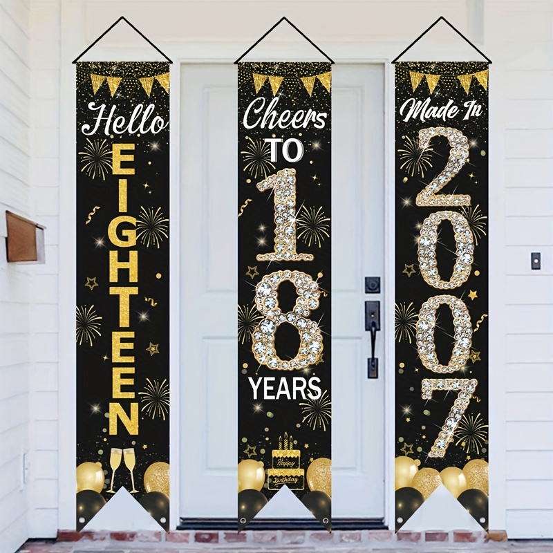 Party Banner Gold - 2D 3 Adet 18. Doğum Günü