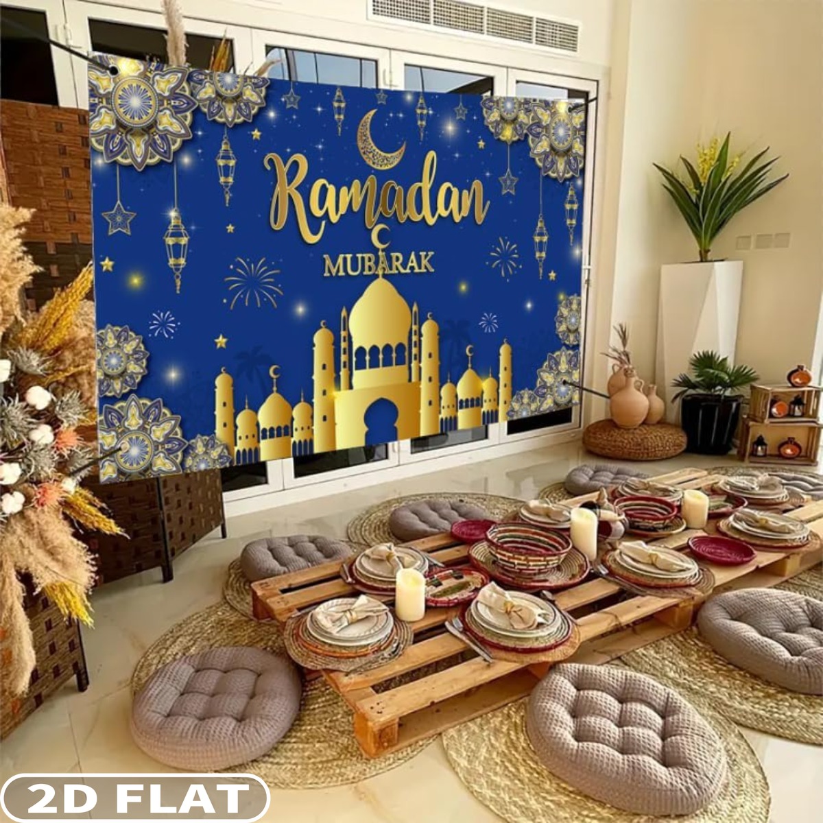 Party Banner Gold - 2D DÜZ 1 adet Ramazan Mübarek