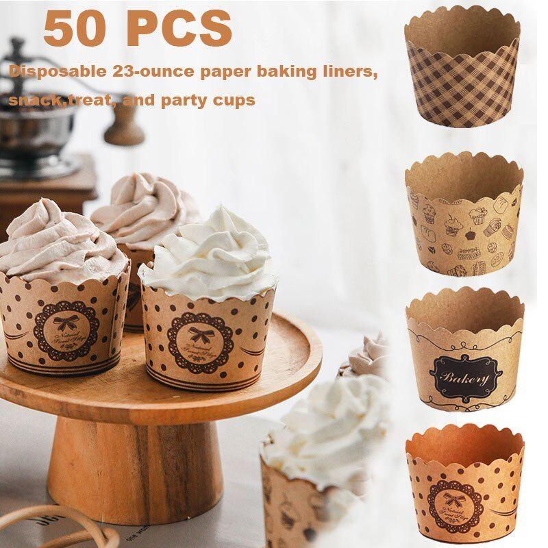 Plastic Cup 50Pcs - 50 adet/paket Cupcake kağıt bardaklar Sarıcı