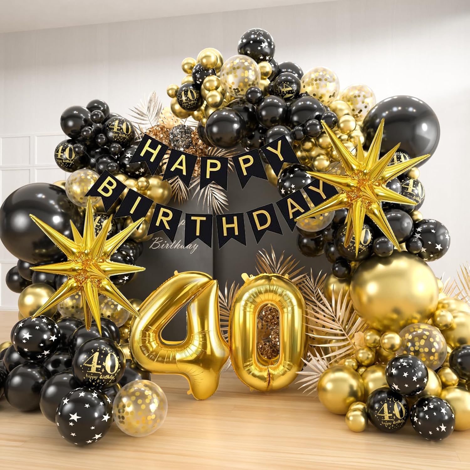 Balloon Arch Kit - 40. Yaş Günü Siyah Altın Balon