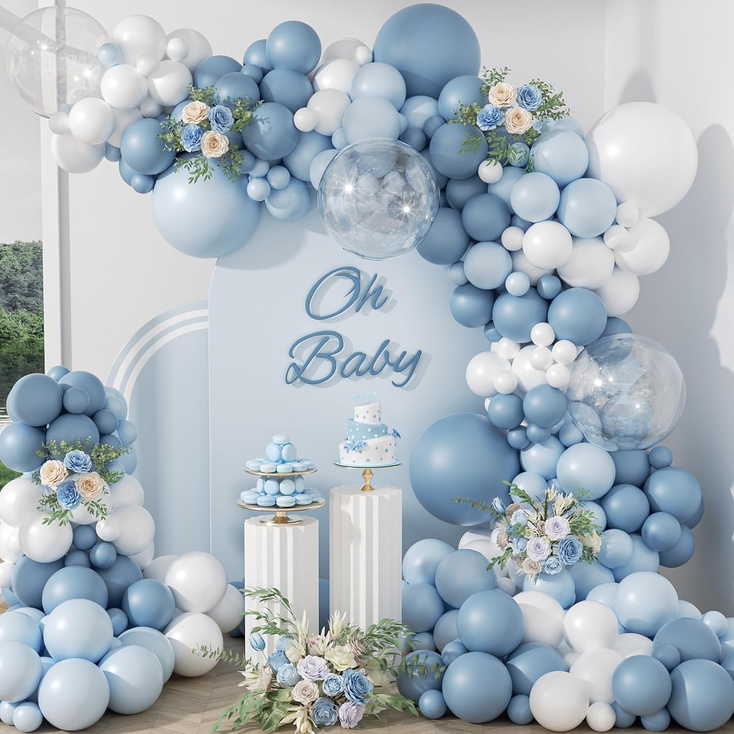 Balloon Arch Kit - 105 Adet Tozlu Mavi Balon Arkası