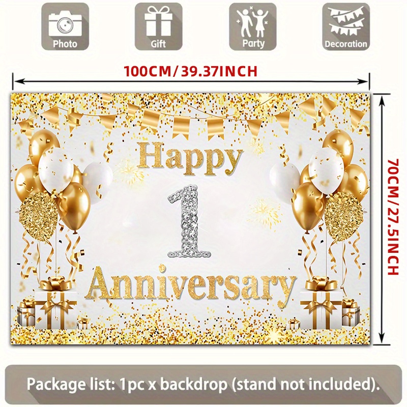 2D Düz Altın Beyaz Mutlu 1. Yı - Party Banner Gold incelemesi ve fiyatı