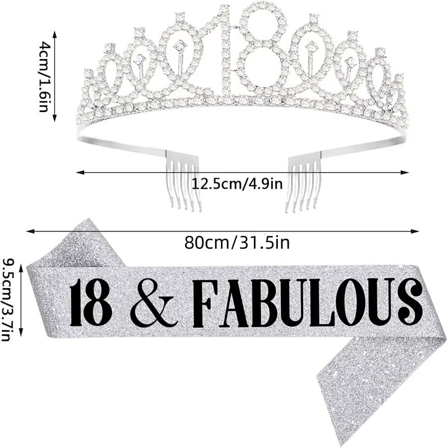 Simli Gümüş Doğum Günü Taç Kem - Birthday Sash Glitter incelemesi ve fiyatı