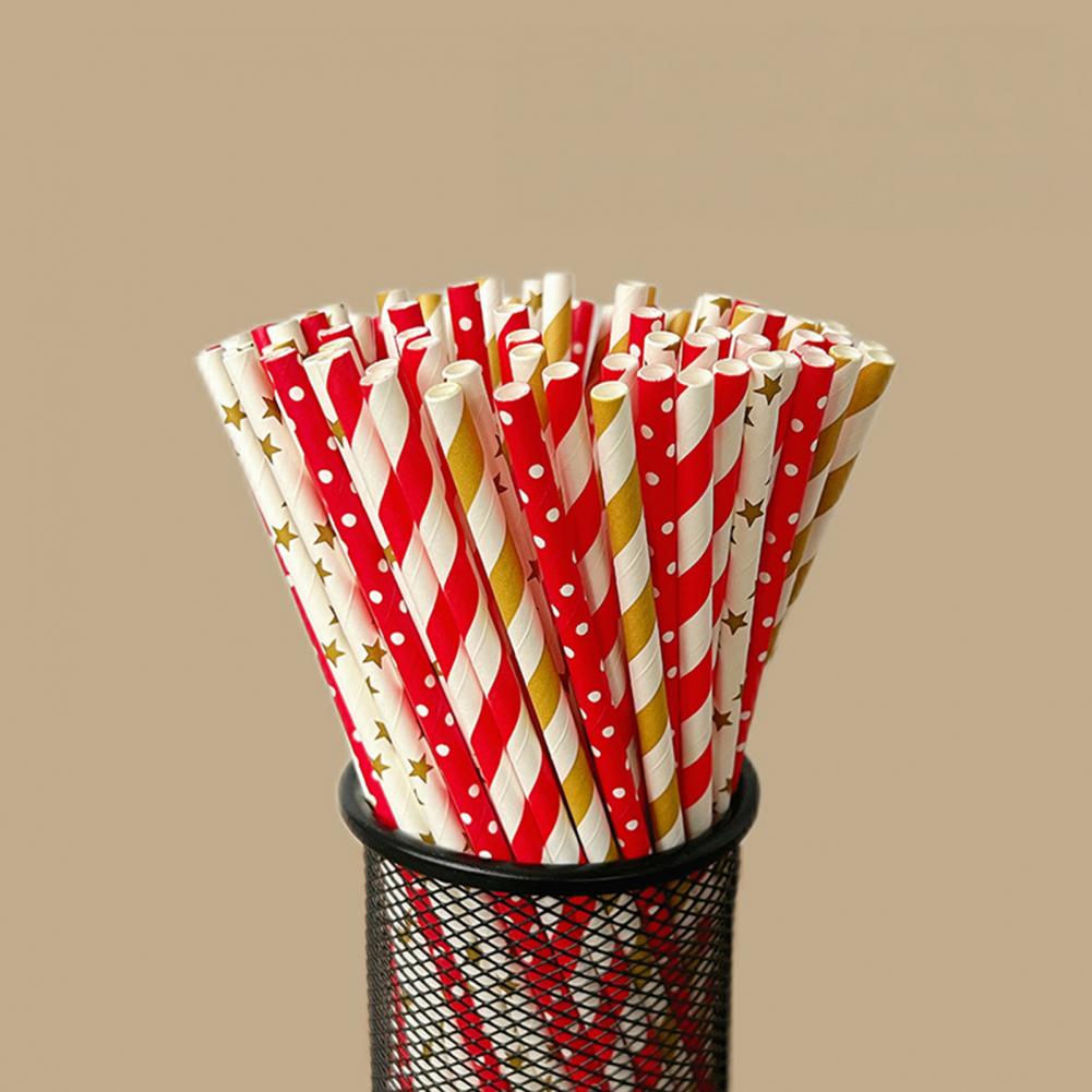 100 Adet Renkli Çizgili Baskı  - Paper Straw Color incelemesi ve fiyatı