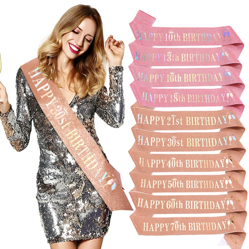 Mutlu 10. 13. 16. 21. 30. 40th - Birthday Sash Glitter incelemesi ve fiyatı