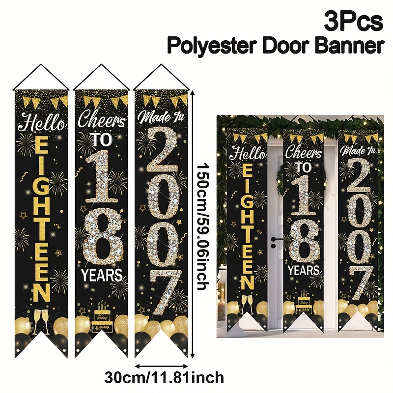 2D 3 Adet 18. Doğum Günü Kapı  - Party Banner Gold incelemesi ve fiyatı