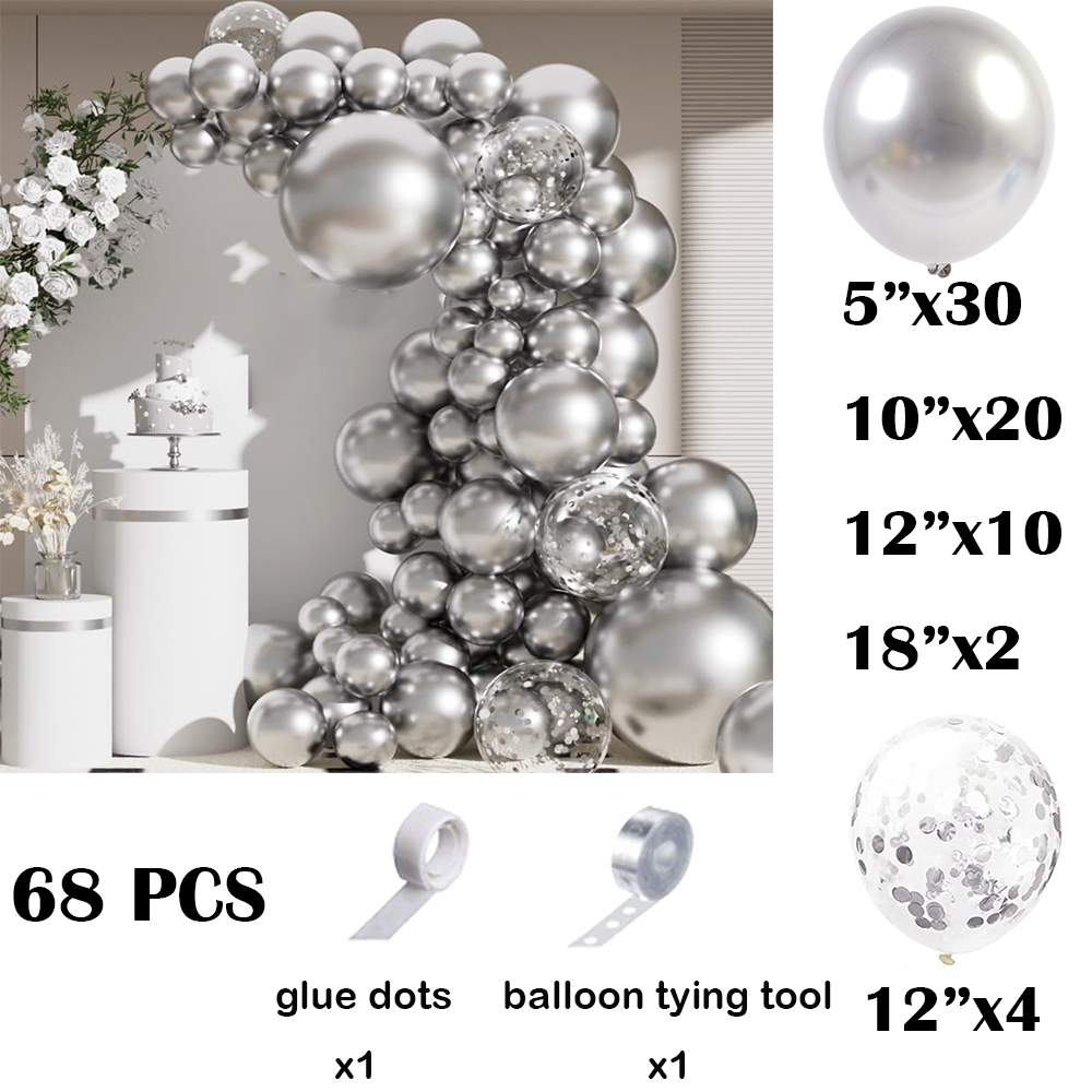 68 Adet Metalik Gümüş Balonlar - Balloon Arch Kit incelemesi ve fiyatı