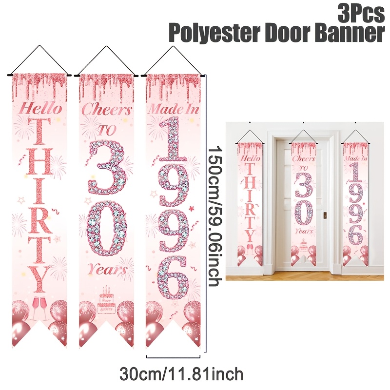 2D Düz 3 Parça Pembe Altın 30. - Party Banner Gold incelemesi ve fiyatı
