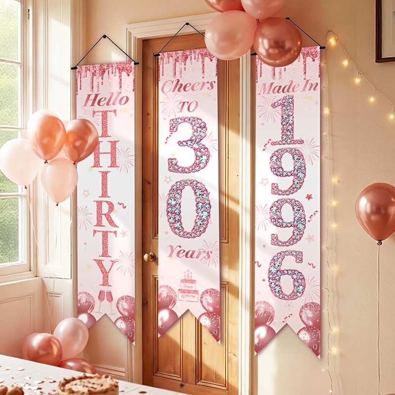 2D Düz 3 Parça Pembe Altın 30. - Party Banner Gold incelemesi ve fiyatı