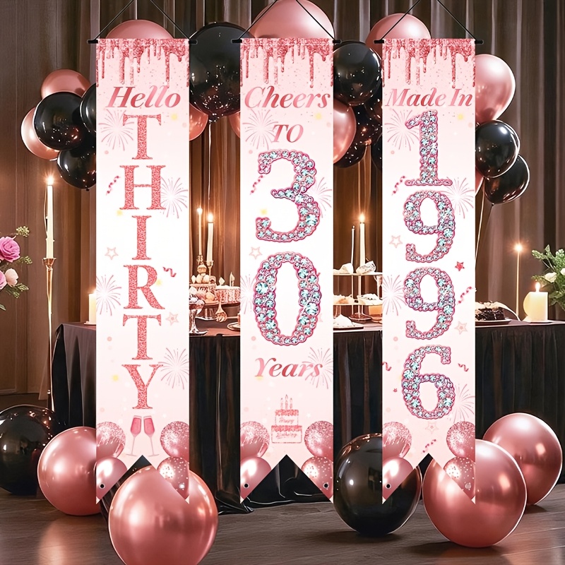 2D Düz 3 Parça Pembe Altın 30. - Party Banner Gold incelemesi ve fiyatı